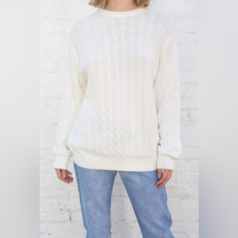 Brandy Melville Brianna Cotton Cable Knit Sweater